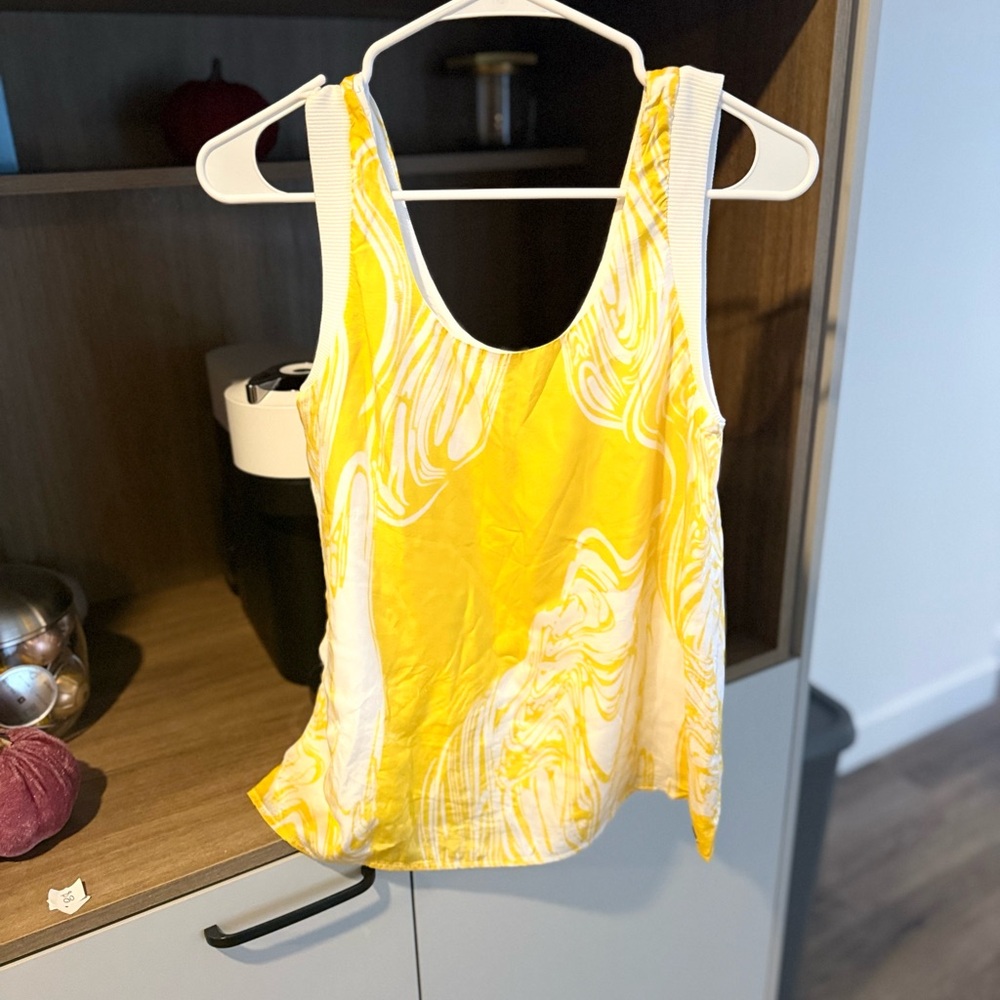Yellow and White Women's Tank Top